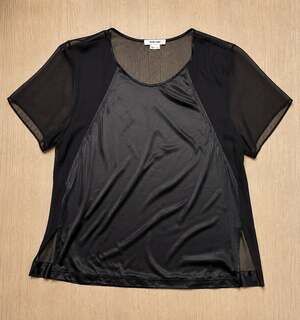 Helmut Lang Black Silky Sheer Back Top Made in USA L